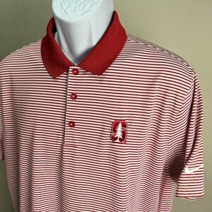 Nike Golf Men's Stanford striped s/s Standard Fit polo shirt Large L EUC
